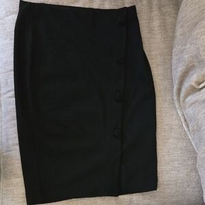 Elegant Black Faux Button-Front Skirt